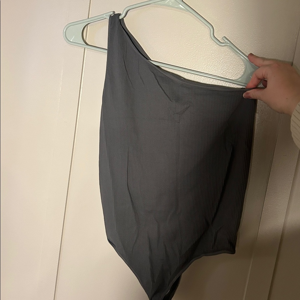 One Shoulder Grey Seamless Bodysuit